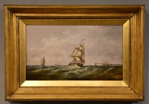OIL PAINTING PAIR BY EBENEEZER COLLS POUNDING THE CHANNEL - ADDITIONAL PHOTO 1