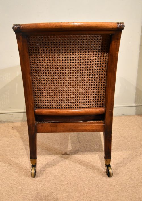 REGENCY CANE AND LEATHER BERGERE LIBRARY CHAIR - ADDITIONAL PHOTO 3