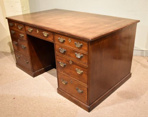 MAHOGANY PEDESTAL DESK WITH LEATHER TOP 19TH CENTURY - ADDITIONAL PHOTO 3
