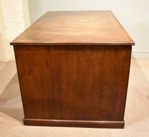 MAHOGANY PEDESTAL DESK WITH LEATHER TOP 19TH CENTURY - ADDITIONAL PHOTO 6