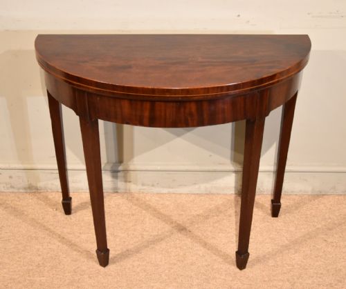 18th century mahogany demi lune card table - CATEGORY: ANTIQUE TABLES - DATED 19TH CENTURY