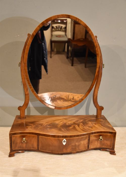 18th century serpentine fronted dressing mirror - CATEGORY: ANTIQUE MIRRORS - DATED GEORGIAN