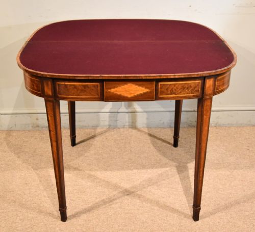 18TH CENTURY MAHOGANY CARD TABLE CROSSBANDED IN SATINWOOD - ADDITIONAL PHOTO 6