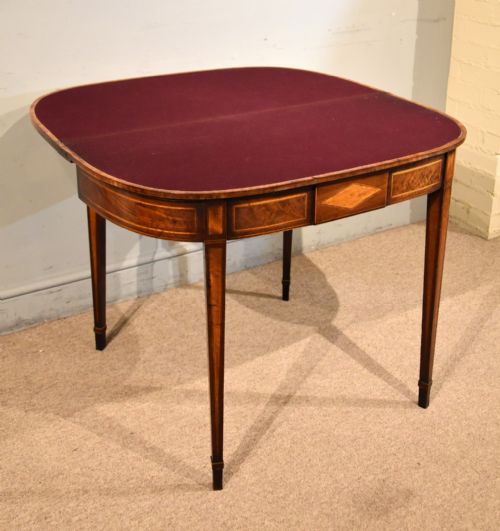 18TH CENTURY MAHOGANY CARD TABLE CROSSBANDED IN SATINWOOD - ADDITIONAL PHOTO 7