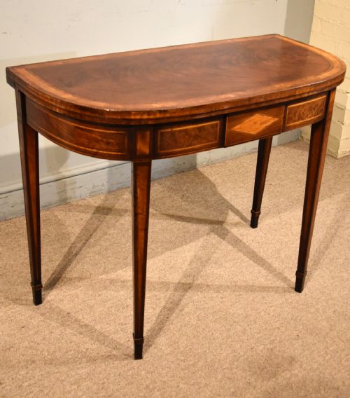 18TH CENTURY MAHOGANY CARD TABLE CROSSBANDED IN SATINWOOD - ADDITIONAL PHOTO 11