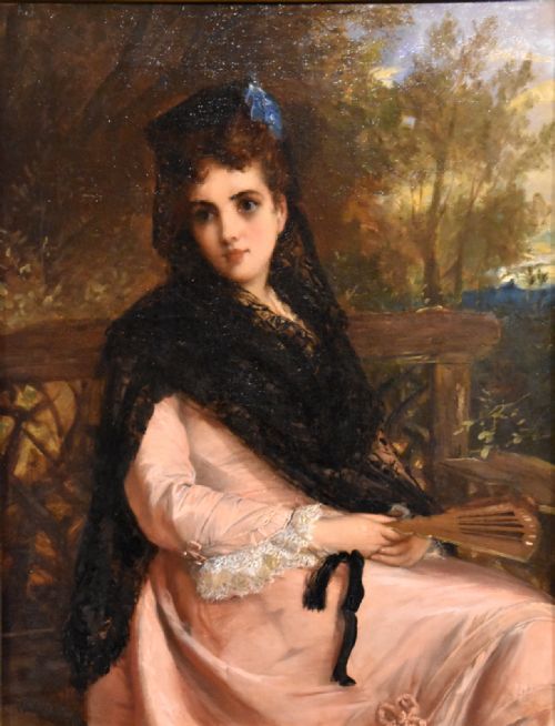 OIL PAINTING BY WILLIAM OLIVER A SPANISH BEAUTY - ADDITIONAL PHOTO 1