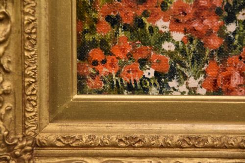 OIL PAINTING PAIR BY SIDNEY SHELTON POPPIES BY A COASTAL PATH - ADDITIONAL PHOTO 2