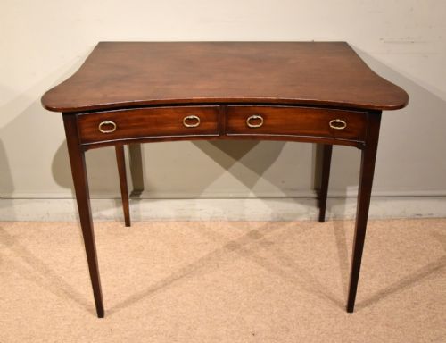 GILLOWS LANCASTER LATE 18TH CENTURY STAMPEDCONCAVE MAHOGANY SIDE TABLE