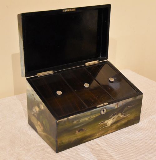 FINELY DECORATED PAPERMACHE TEA CADDY - ADDITIONAL PHOTO 1