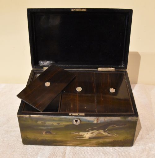 FINELY DECORATED PAPERMACHE TEA CADDY - ADDITIONAL PHOTO 2