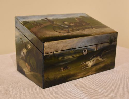 FINELY DECORATED PAPERMACHE TEA CADDY - ADDITIONAL PHOTO 3
