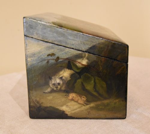 FINELY DECORATED PAPERMACHE TEA CADDY - ADDITIONAL PHOTO 4