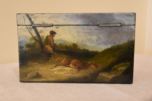 FINELY DECORATED PAPERMACHE TEA CADDY - ADDITIONAL PHOTO 5