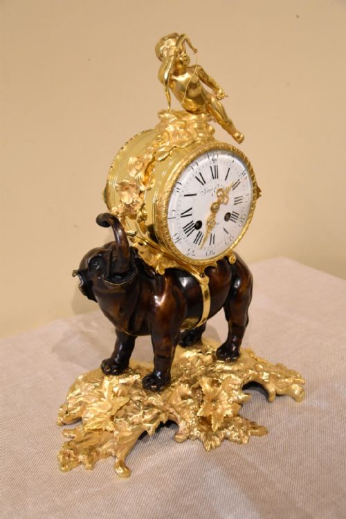 BRONZE AND ORMOLU MANTEL CLOCK OF ELEPHANT FORM - ADDITIONAL PHOTO 1