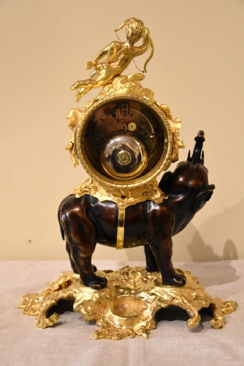 BRONZE AND ORMOLU MANTEL CLOCK OF ELEPHANT FORM - ADDITIONAL PHOTO 3