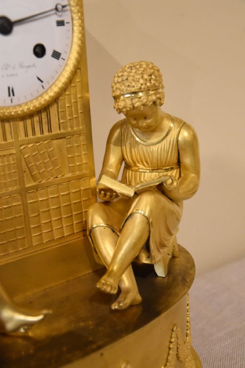 FRENCH EMPIRE ORMOLU MANTEL CLOCK - ADDITIONAL PHOTO 3
