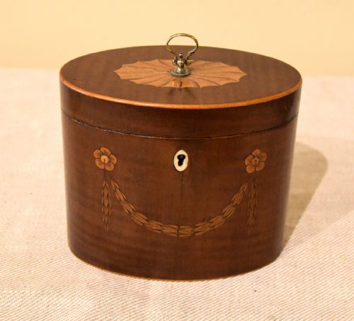 OVAL HAREWOOD TEA CADDY - ADDITIONAL PHOTO 1