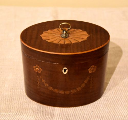 OVAL HAREWOOD TEA CADDY - ADDITIONAL PHOTO 2