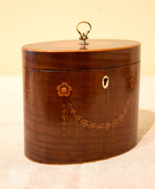 OVAL HAREWOOD TEA CADDY - ADDITIONAL PHOTO 3