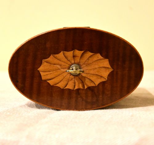 OVAL HAREWOOD TEA CADDY - ADDITIONAL PHOTO 4