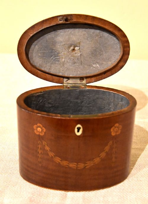 OVAL HAREWOOD TEA CADDY - ADDITIONAL PHOTO 5
