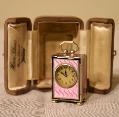 SILVER GILT ENAMELLED SUB MINIATURE CARRIAGE CLOCK - ADDITIONAL PHOTO 1