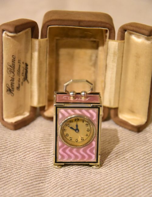 SILVER GILT ENAMELLED SUB MINIATURE CARRIAGE CLOCK - ADDITIONAL PHOTO 2