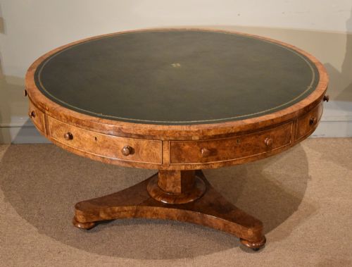 REGENCY PERIOD BURR OAK DRUM TABLE - ADDITIONAL PHOTO 2