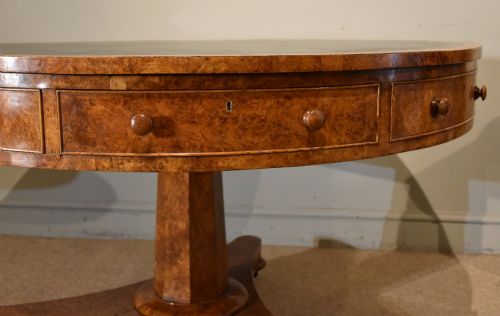 REGENCY PERIOD BURR OAK DRUM TABLE - ADDITIONAL PHOTO 4