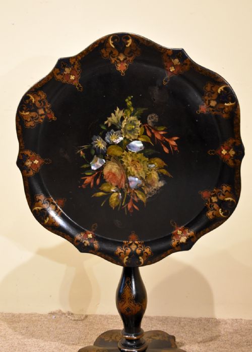 VICTORIAN PAPIER MACHE FOLDING LAMP TABLE - ADDITIONAL PHOTO 1