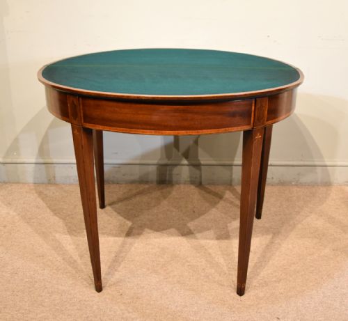 PAIR 18TH CENTURY MAHOGANY DEMI LUNE CARD TABLES - ADDITIONAL PHOTO 4