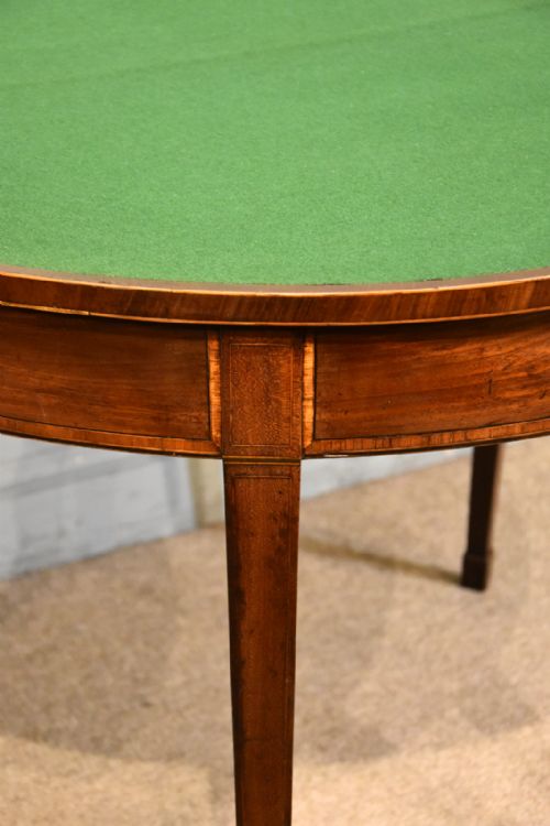 PAIR 18TH CENTURY MAHOGANY DEMI LUNE CARD TABLES - ADDITIONAL PHOTO 7
