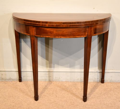 PAIR 18TH CENTURY MAHOGANY DEMI LUNE CARD TABLES - ADDITIONAL PHOTO 8