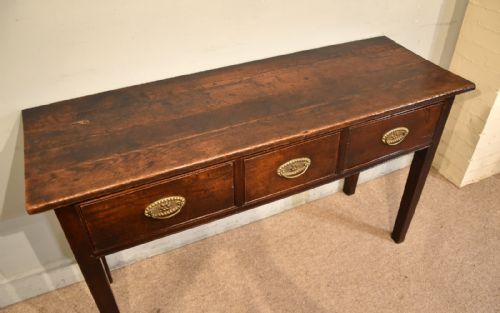 19TH CENTURY COUNTRY OAK THREE DRAWER SERVER - ADDITIONAL PHOTO 3