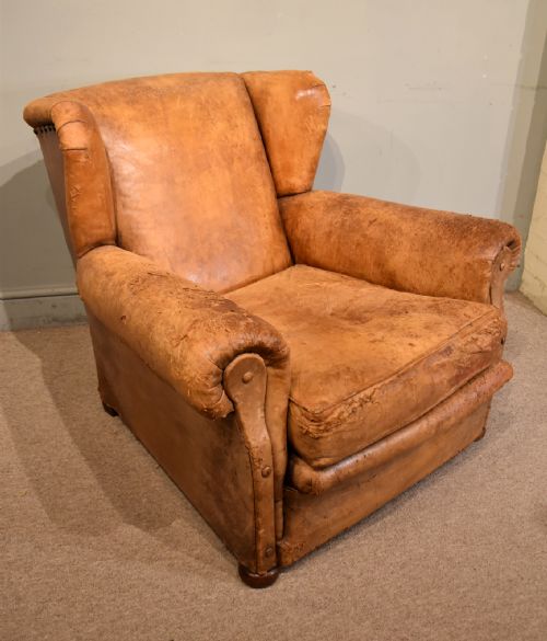 ART DECO LEATHER CLUB CHAIR IN SHEEP'S HIDE - ADDITIONAL PHOTO 1