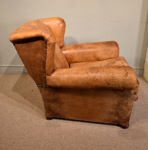 ART DECO LEATHER CLUB CHAIR IN SHEEP'S HIDE - ADDITIONAL PHOTO 2