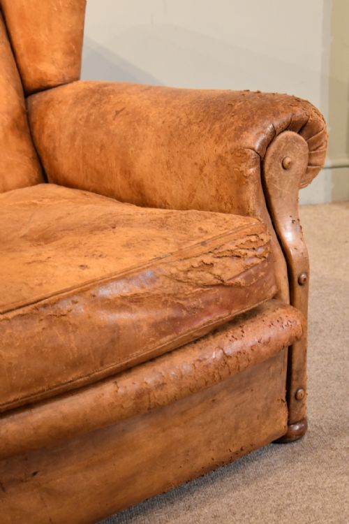 ART DECO LEATHER CLUB CHAIR IN SHEEP'S HIDE - ADDITIONAL PHOTO 4