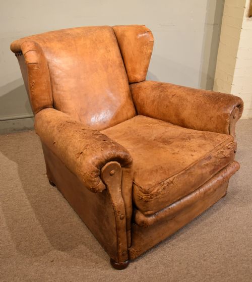 ART DECO LEATHER CLUB CHAIR IN SHEEP'S HIDE - ADDITIONAL PHOTO 5