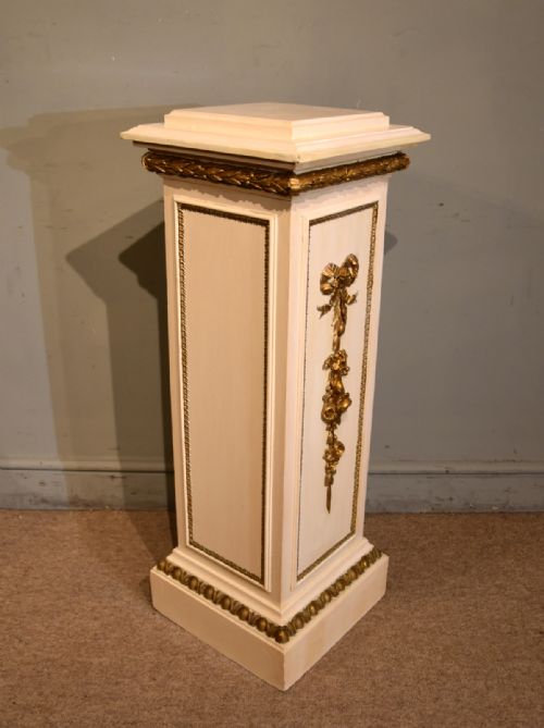 19TH CENTURY PAINTED AND GILDED PEDESTAL - ADDITIONAL PHOTO 4