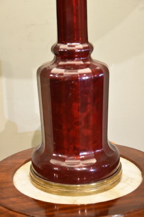 19TH CENTURY CRANBERRY GILDED GLASS LAMP - ADDITIONAL PHOTO 1
