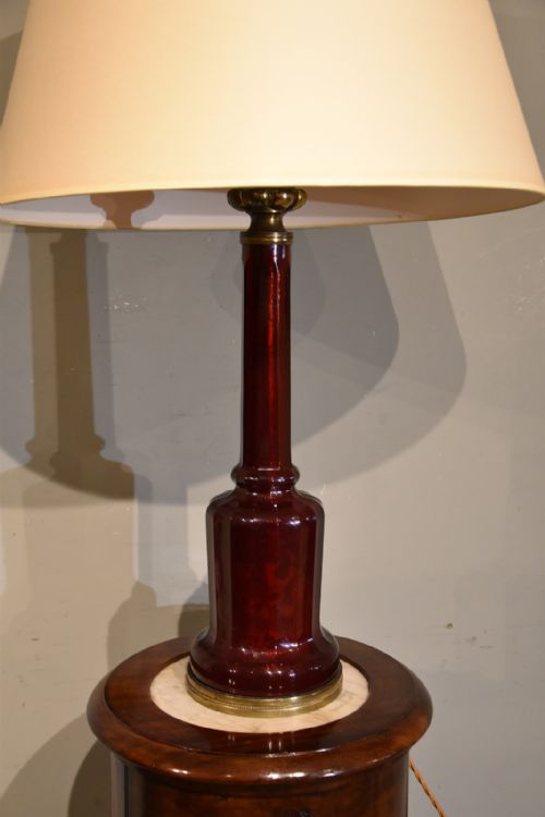 19TH CENTURY CRANBERRY GILDED GLASS LAMP - ADDITIONAL PHOTO 3