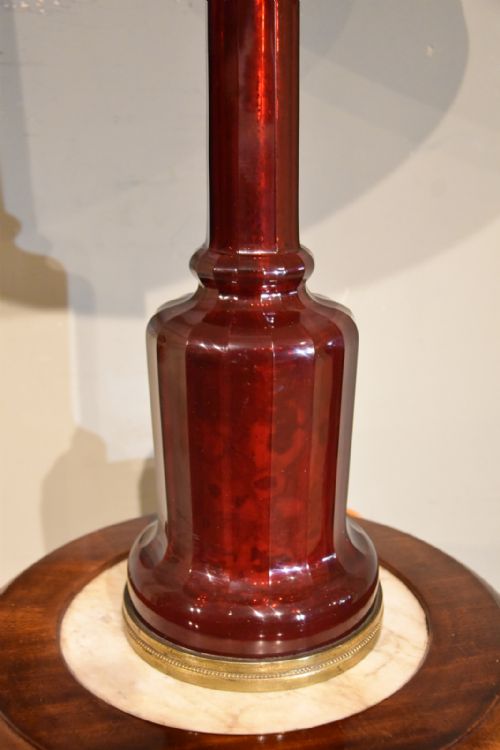 19TH CENTURY CRANBERRY GILDED GLASS LAMP - ADDITIONAL PHOTO 4