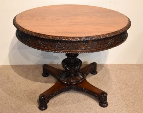 19TH CENTURY ANGLO INDIAN ROSEWOOD PADOUK CENTRE TABLE - ADDITIONAL PHOTO 1