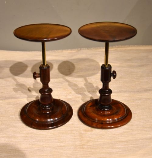 PAIR 19TH CENTURY ROSEWOOD ADJUSTABLE CANDLESTANDS - ADDITIONAL PHOTO 1