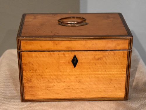 GEORGE III SATINWOOD TEA CHEST WITH TRADE LABELS - ADDITIONAL PHOTO 1