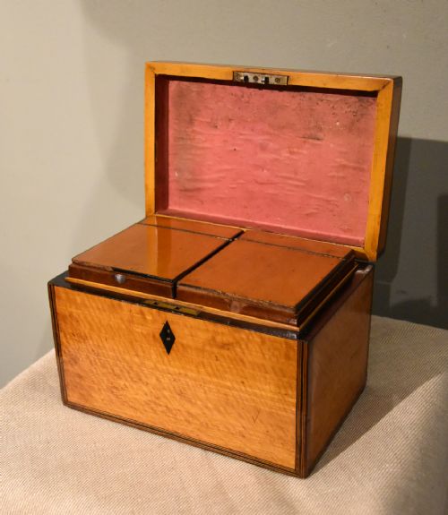 GEORGE III SATINWOOD TEA CHEST WITH TRADE LABELS - ADDITIONAL PHOTO 3