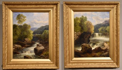 oil painting pair by john brandon smith highland river scenes - CATEGORY: ANTIQUE ART - DATED 19TH CENTURY
