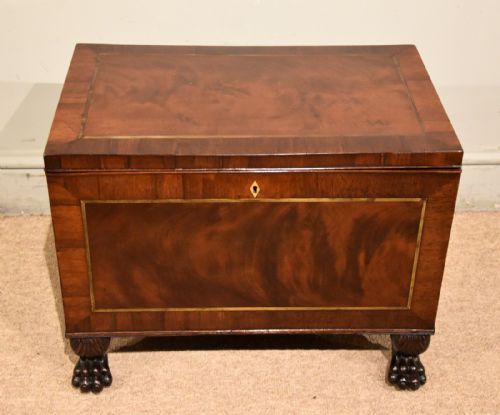 REGENCY MAHOGANY AND BRASS INLAID CELLARETTE - ADDITIONAL PHOTO 1