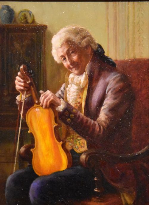 OIL PAINTING BY ALFRED JOHN BOUCHETTE THE VIOLINIST - ADDITIONAL PHOTO 1