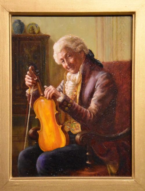 OIL PAINTING BY ALFRED JOHN BOUCHETTE THE VIOLINIST - ADDITIONAL PHOTO 2